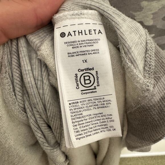 Athleta Balance Camo Gray Sweatshirt Mini Dress US Women's 1X Plus - Picture 6 of 8